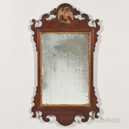 Mahogany Scroll-frame Mirror with Eagle Crest