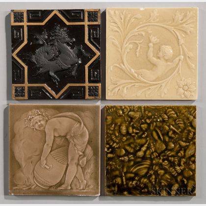 Four Minton Art Pottery Tiles 
