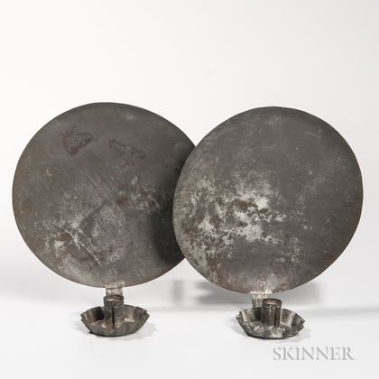 Pair of Round Tin Candle Sconces