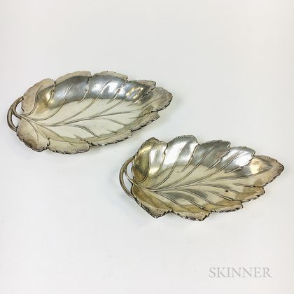 Two Reed & Barton Sterling Silver Leaf-form Dishes