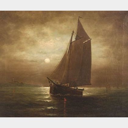 Wesley Webber (American, 1839-1914) Moonlight, Long Island Sound