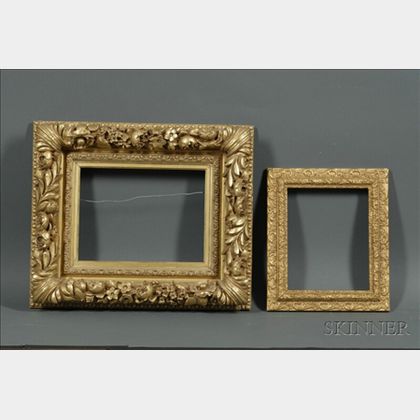 Lot of Two Picture Frames: One with Floral and Laurel Motifs
