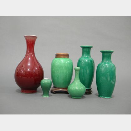 Six Monochrome Porcelain Vases