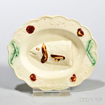 Miniature Creamware Dish with Fish