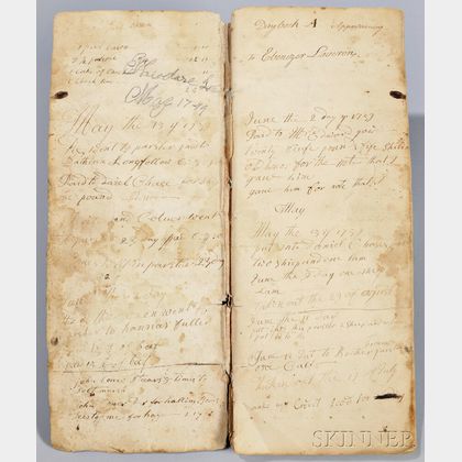 Account Book, 1757-1795, Manuscript Daybook of Ebenezer Loveren [aka Lovering] (1734-1808).