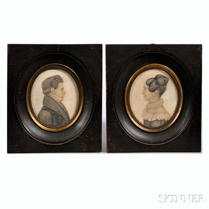 Demarest (act. New Jersey or Maryland, c. 1820-25) Portrait Miniatures of a Husband and Wife