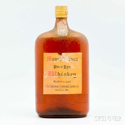 Mount Vernon Pure Rye Whiskey 12 Years Old 1921, 1 1 quart bottle 