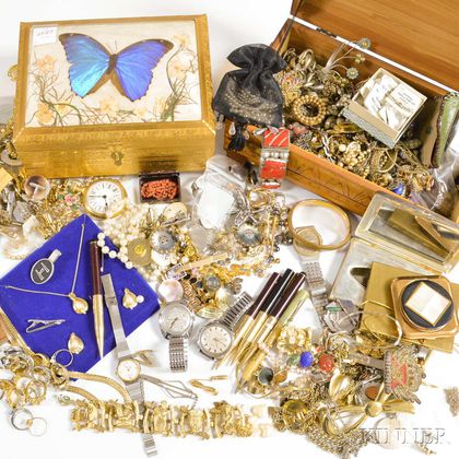 Large Group of Costume Jewelry and Two Jewelry Boxes