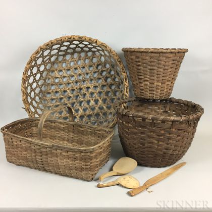 Four Large Woven Splint Baskets