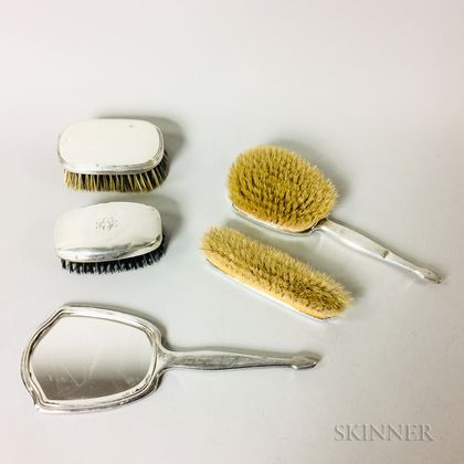 Five Sterling Silver-mounted Vanity Items