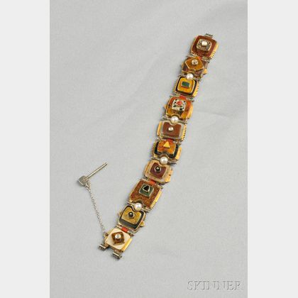 Hardstone, Gemstone, and Cultured Pearl Bracelet, Michael Boyd
