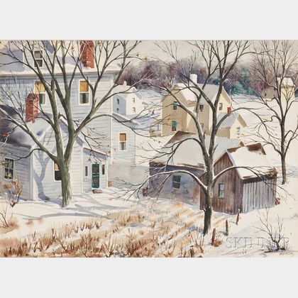 Henry Martin Gasser (American, 1909-1981) Houses in a Snowy Landscape