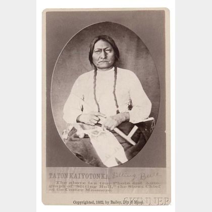 Framed "Sitting Bull" Cabinet Card, by Bailey, Dixon, and Mead