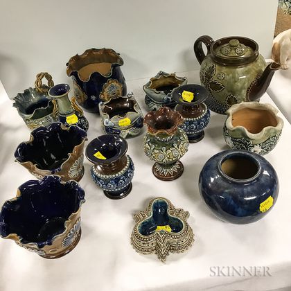 Nine Doulton Glazed Stoneware Tableware Items