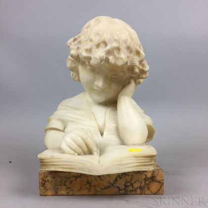Alabaster Sculpture of a Girl with a Book