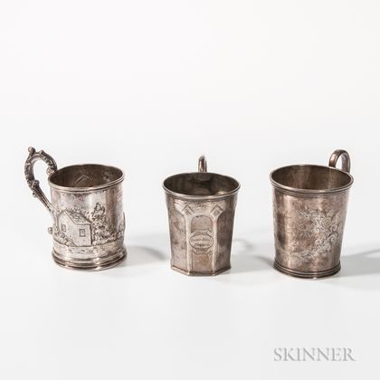 Three Coin Silver Christening Cups