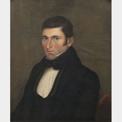 American School, 19th Century Portrait of a Blue-Eyed Gentleman.