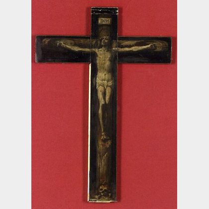 French School, 19th Century Painted Crucifix