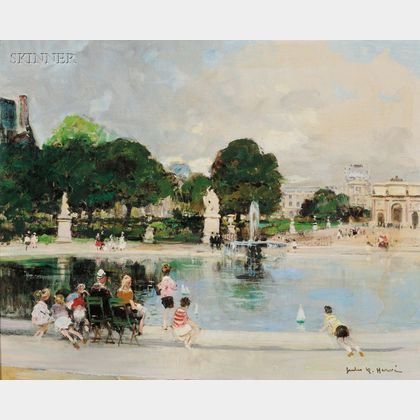 Jules Rene Herve (Franco/American, 1887-1981) Vue de la Fontaine a Le Jardin des Tuileries