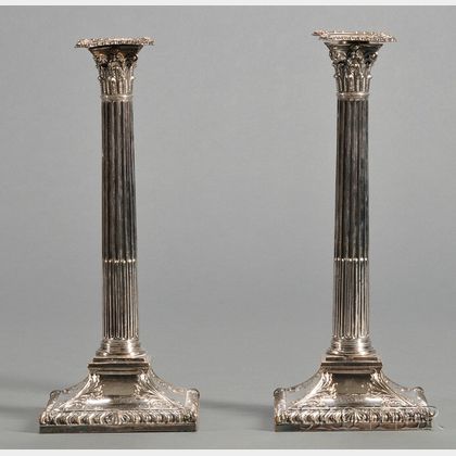 Pair of Sheffield Plate Weighted Candlesticks