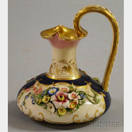 Small Royal Crown Derby Gilt-decorated Ceramic Pitcher