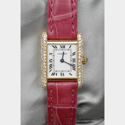 18kt Gold and Diamond "Tank" Wristwatch, Cartier