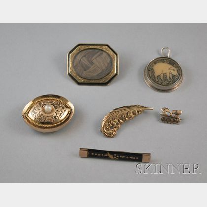 Five Antique Gold Jewelry Items
