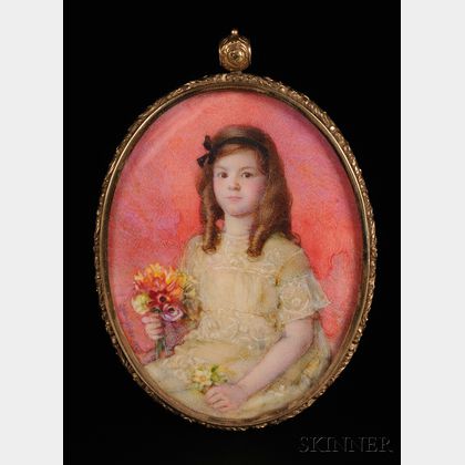 Laura Coombs Hills (American, 1859-1952) Portrait Miniature of Louisa Barbour of Newburyport, Massachusetts.