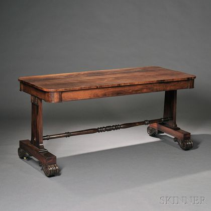 Classical Rosewood Carved and Rosewood Veneer Table