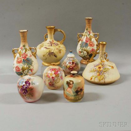 Eight Royal Bonn Floral-decorated Ceramic Vases