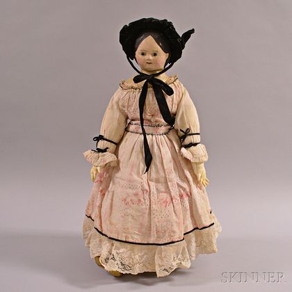 Painted Oilcloth Girl Doll