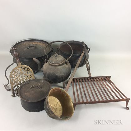 Group of Brass and Iron Hearth Items