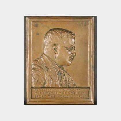 James Earle Fraser (American, 1876-1953) Theodore Roosevelt Relief Plaque.
