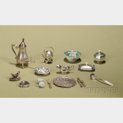 Ten Miniature Sterling Tablewares