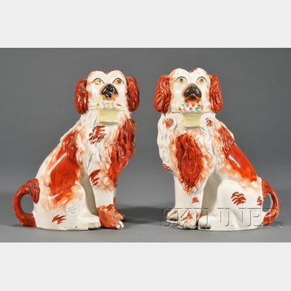 Pair of Staffordshire Pottery Spaniels