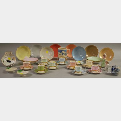 Seven Assorted Ceramic Table Items and a Set of Nine Demitasse Cups and Saucers, with a Set of Twelve Small Dishes