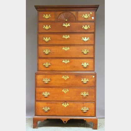 Chippendale Carved Cherry Chest-on-Chest