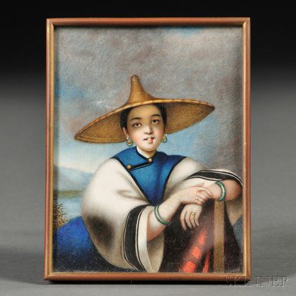 Chinese School, 19th Century Portrait Miniature of a Chinese Woman.