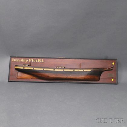 Painted and Mounted Half-hull Ship Model of the Pearl 