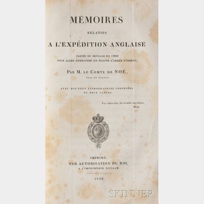 Noe, Louis Pantaleon Jude Amedee de, Count (1777-1858) Memoires Relatifs a lExpedition Anglaise Partie du Bengale en 1800 pour Aller C 