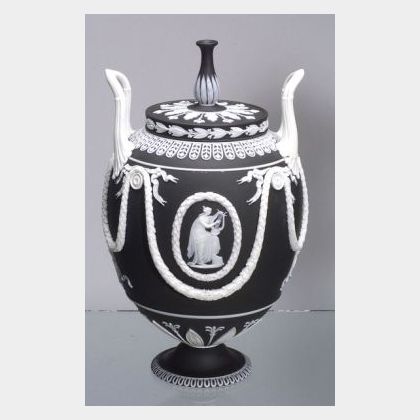 Wedgwood Black Jasper Dip Vase and Cover