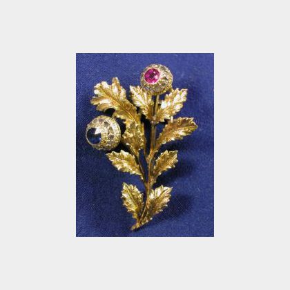 18kt Gold, Diamond and Gem-set Pin, Buccellati