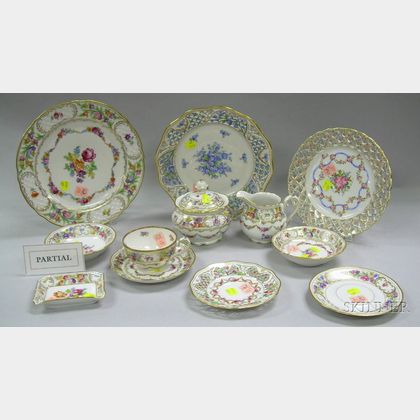 Eighty-three Piece Assembled Schumann Porcelain Partial Dinner Service, a Set of Six German Reticulated Floral ... 