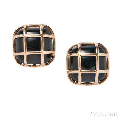 14kt Gold and Onyx Earclips