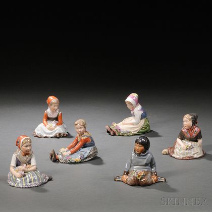 Six Royal Copenhagen Porcelain Figures of Children