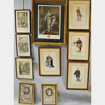 Ten Framed Engravings of Mostly Royal Court Figures