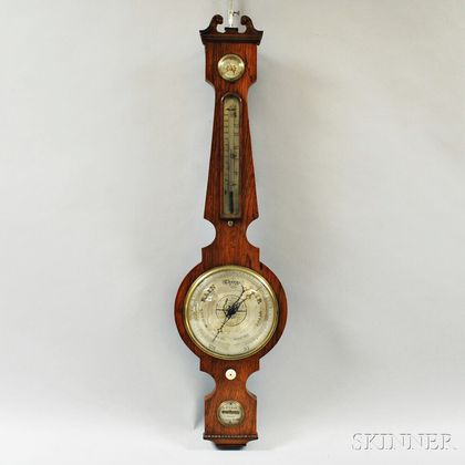 E.F. Loof Rosewood Veneer Wheel Barometer
