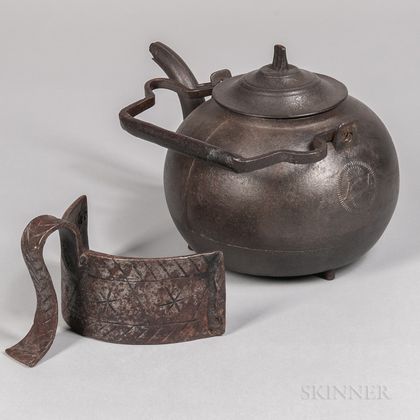 Cast Iron Kettle and Wrought Iron Kettle Pusher