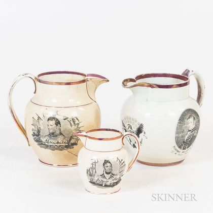 Three Sunderland Historical Transfer-decorated Ceramic Jugs