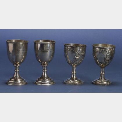 Two Pairs of Coin Silver Goblets